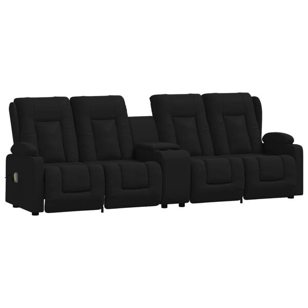 vidaXL 4-miestne sklápacie masážne kreslo+držiaky na poháre, čierne