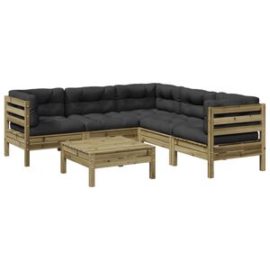 vidaXL 6-dielna z&aacute;hradn&aacute; sedacia s&uacute;prava s vank&uacute;&scaron;mi impreg. borovica