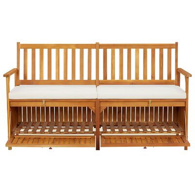vidaXL Úložná lavica s vankúšom 148 cm masívne akáciové drevo