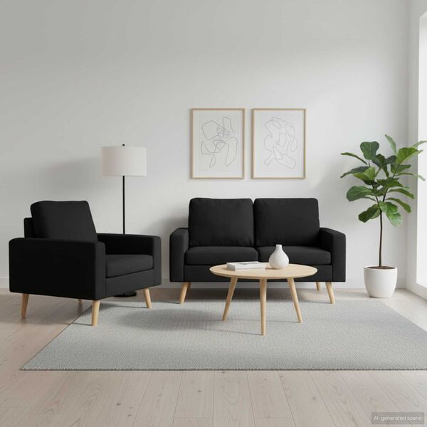 vidaXL 2-dielna súprava pohoviek, látka, čierna