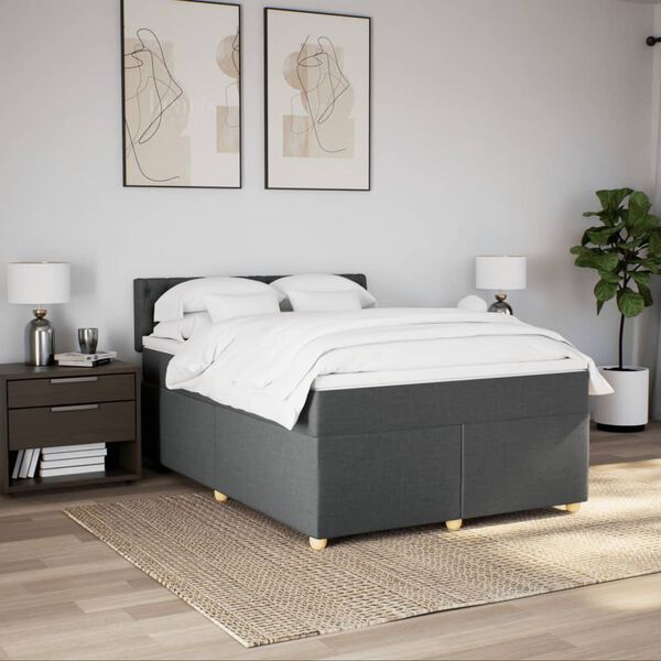 vidaXL Boxspring posteľ s matracom tmavosiv&aacute; 160x200 cm l&aacute;tka