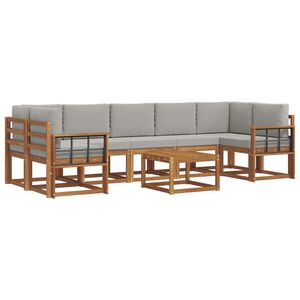 vidaXL Z&aacute;hradn&aacute; s&uacute;prava gaučov s vank&uacute;&scaron;om 8 pcs Pr&iacute;rodn&aacute; a svetlosiv&aacute;
