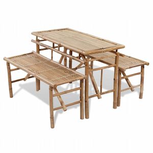 vidaXL Pivn&yacute; st&ocirc;l s 2 lavicami 100 cm bambusov&yacute;