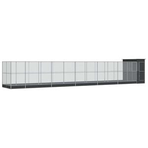 vidaXL Voli&eacute;ra s nadstavcom strieborn&aacute; 1244x203x216 cm oceľ