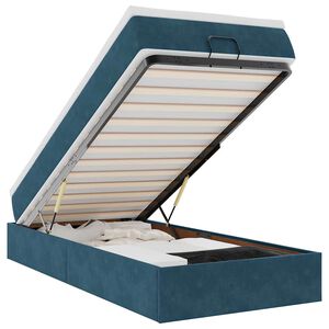 vidaXL Osmansk&yacute; r&aacute;m postele s matracom tmavomodr&aacute; 80x200 cm zamat