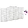 vidaXL Obl&uacute;kov&yacute; gabionov&yacute; k&ocirc;&scaron; 5 ks 400x50x200/220cm pozinkovan&eacute; železo