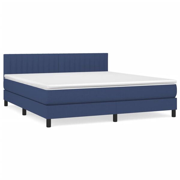 vidaXL Posteľn&yacute; r&aacute;m boxspring s matracom modr&yacute; 160x200 cm l&aacute;tka