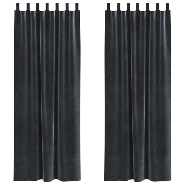 vidaXL Zatemňovacie závesy 2 pcs Tmavo šedá 140 x 225 cm Zamat