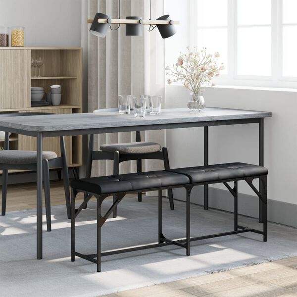 vidaXL Jed&aacute;lensk&aacute; lavica čierna 124x32x45 cm oceľ a umel&aacute; koža