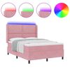 vidaXL Posteľ s boxov&yacute;m pružinov&yacute;m r&aacute;mom a matracom s LED Ružov&aacute;