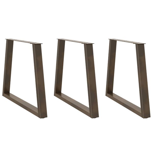 vidaXL Nohy k jedálenskému stolu v tvare V, 3 ks, prírodná oceľ, 80 x (72-73,3) cm, oceľ