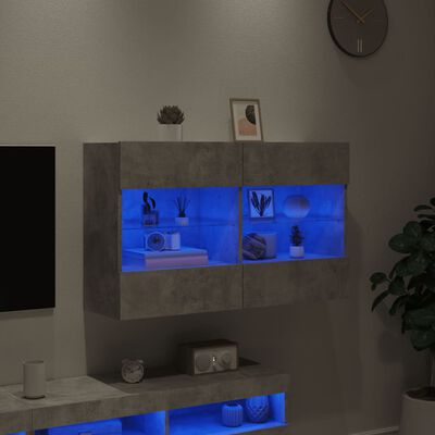 vidaXL TV nástenná skrinka s LED svetlami betónovo sivá 98,5x30x60,5cm