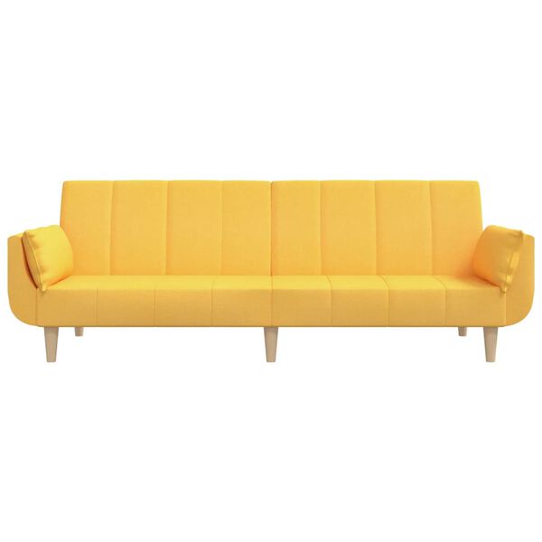 vidaXL 2-miestna rozkladacia pohovka s 2 vank&uacute;&scaron;mi, žlt&aacute;, l&aacute;tka