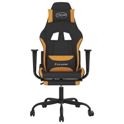 vidaXL Herná masážna stolička s podnožkou čierna a oranžová látková