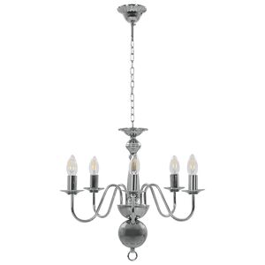vidaXL Luster strieborn&yacute; 5 x E14 žiarovky