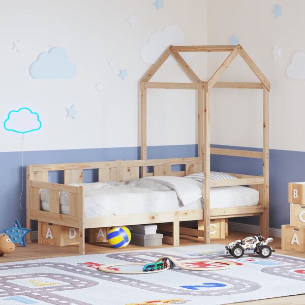 vidaXL Denná posteľ so strieškou 90x190 cm borovicový masív