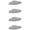 vidaXL Pl&aacute;vaj&uacute;ce rohov&eacute; police 4 ks, leskl&eacute; siv&eacute; 25x25x3,8 cm, MDF