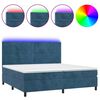 vidaXL Posteľn&yacute; r&aacute;m boxsping matrac a LED tmavomodr&yacute; 200x200 cm zamat