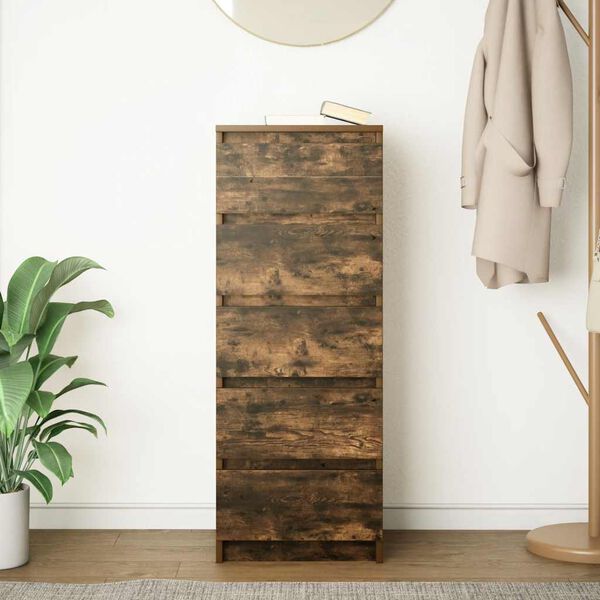 vidaXL Komoda so zásuvkami, tmavý dub 37,5x35x99 cm, kompozitné drevo