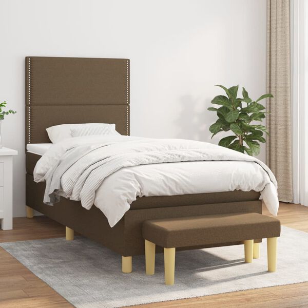 vidaXL Boxspring posteľ s matracom tmavohned&aacute; 90x190 cm l&aacute;tka