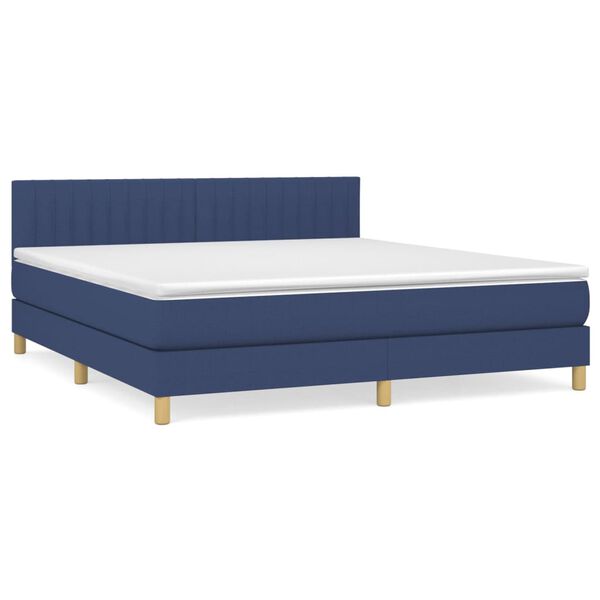 vidaXL Posteľn&yacute; r&aacute;m boxspring s matracom modr&yacute; 160x200 cm l&aacute;tka
