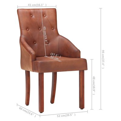 vidaXL Jedálenské stoličky 2 ks, hnedé, pravá kozia koža