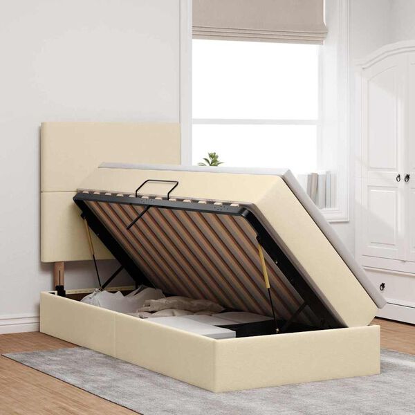 vidaXL Postel s &uacute;ložn&yacute;m prostorem a matrac&iacute; Kr&eacute;mov&aacute; 100 x 200 cm