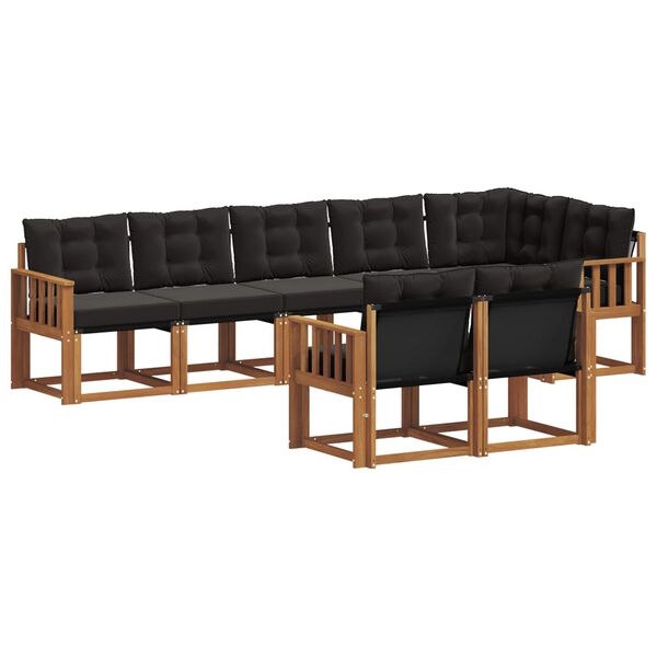 vidaXL Z&aacute;hradn&aacute; s&uacute;prava gaučov s vank&uacute;&scaron;om 8 pcs Pr&iacute;rodn&aacute; a čierna