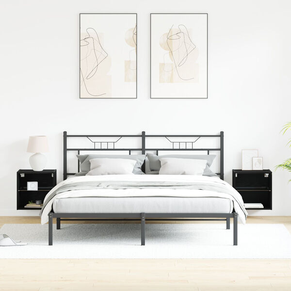 vidaXL Závesná polica 2 pcs Čierna 40 x 28,5 x 40 cm Kompozitné drevo