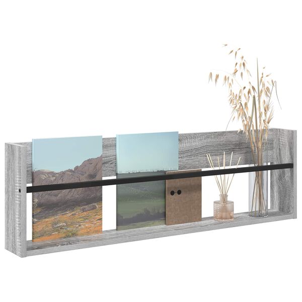 vidaXL Reg&aacute;l na časopisy Siv&yacute; Sonoma 100 x 12 x 30 cm Kompozitn&eacute; drevo