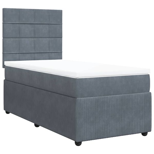 vidaXL Posteľn&yacute; r&aacute;m boxspring s matracom tmavosiv&yacute; 90x200 cm zamat
