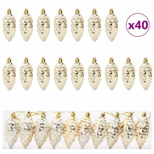 vidaXL Vianočná guľa z ihličia 40 pcs Zlatá