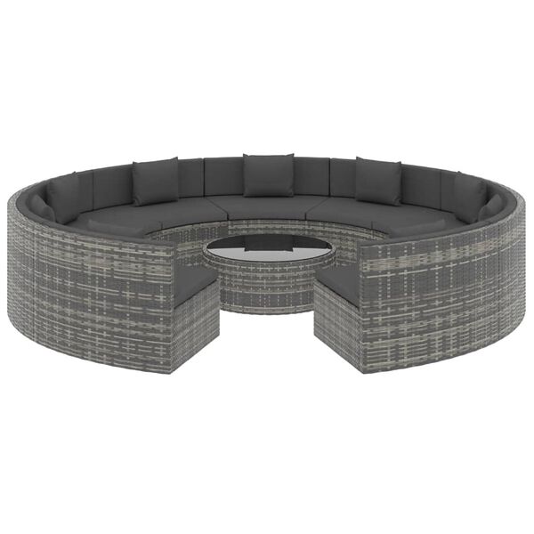 vidaXL 10-dielna z&aacute;hradn&aacute; sedacia s&uacute;prava s podložkami polyratan siv&aacute;