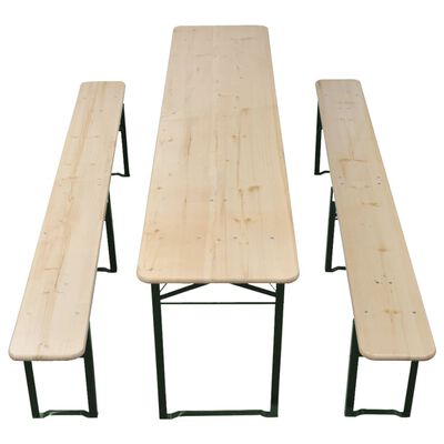 vidaXL Skladací pivný stôl s 2 lavicami 220 cm jedľové drevo