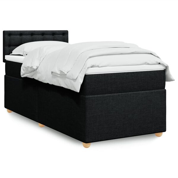 vidaXL Posteľný rám boxspring s matracom čierny 90x200 cm látka