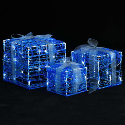 vidaXL Dekoratívne akrylové darčekové krabičky 3 ks studené biele