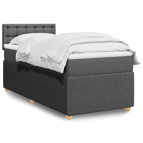 vidaXL Boxspring posteľ s matracom tmavosiv&aacute; 100x200 cm l&aacute;tka