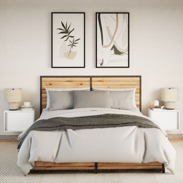 vidaXL Nástenné nočné skrinky s LED osvetlením 2 ks biele