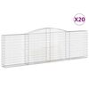 vidaXL Obl&uacute;kov&eacute; gabionov&eacute; ko&scaron;e 20 ks 400x30x120/140 cm pozink. železo