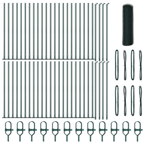 vidaXL Stĺp na plot. Zelen&aacute; 100 x 1 m (25 mm sieť) Ocel a PVC