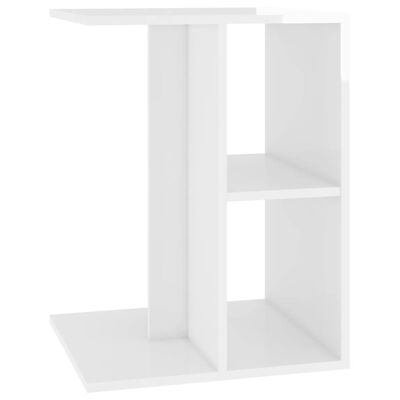 vidaXL Príručný stolík lesklý biely 60x40x45 cm drevotrieska