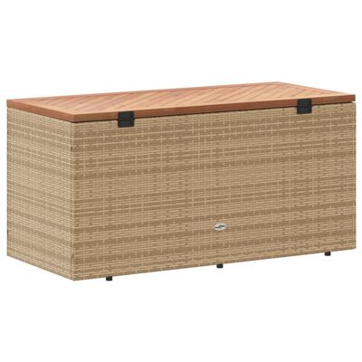 vidaXL Záhrad. úložný box béžový 110x50x54 cm polyratan akáciové drevo