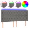 vidaXL Čelo postele s LED tmavosiv&eacute; 203x16x118/128 cm l&aacute;tka