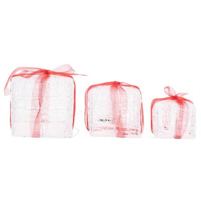 vidaXL Dekoratívne akrylové vianočné darčekové krabičky 3 ks farebné