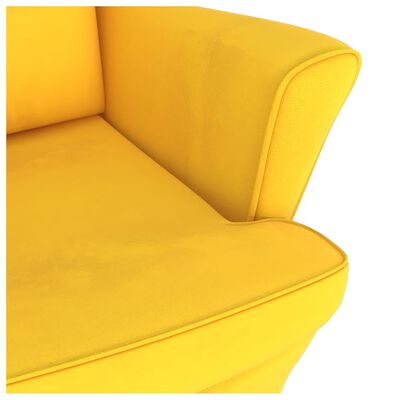 vidaXL Hojdacie kreslo s nohami z masívneho kaučuku žlté zamatové