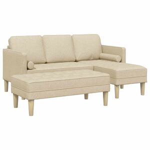 vidaXL Sada pohoviek 2 ks Kr&eacute;mov&aacute; Polyester