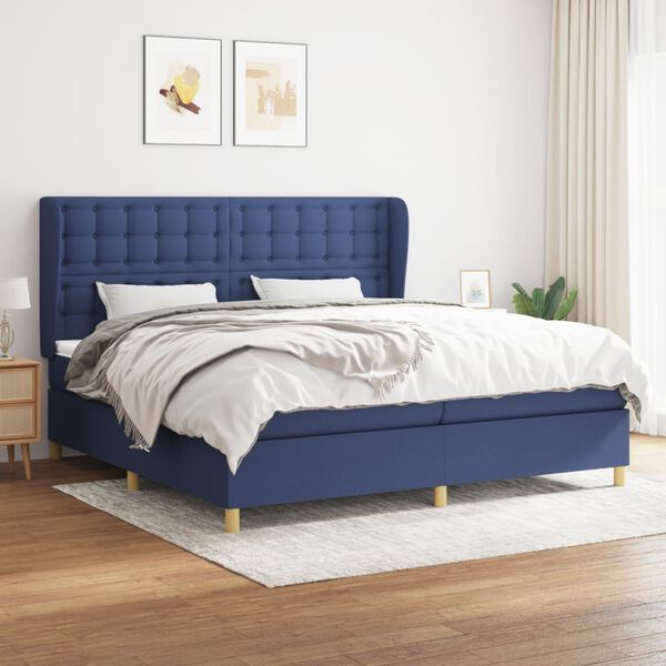 vidaXL Boxspring posteľ s matracom modr&aacute; 200x200 cm l&aacute;tka