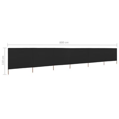 vidaXL 6-panelová zábrana proti vetru 800x80 cm čierna