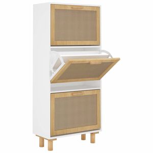 vidaXL Botn&iacute;k biely 52x25x115 cm spracovan&eacute; drevo a pr&iacute;rodn&yacute; ratan