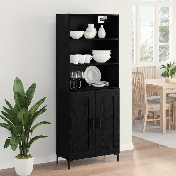 vidaXL Highboard Čierny dub 69,5 x 34 x 180 cm Kompozitn&eacute; drevo